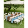 thumbnail image 5 of 60x120 Inch Outdoor Tablecloth with Umbrella Hole Zipper Rectangle Blue Brown Wood Grain Rectangular Tablecloths Outside Waterproof Farmhouse Country Chic Stripes Patio Table Cover for Picnic Party, 5 of 8