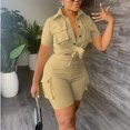 thumbnail image 2 of Women Two Piece Outfits Sets Summer Causal Short Sleeve Button Down Shirt And Shorts Matching Set With Pockets, 2 of 4