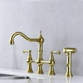 thumbnail image 1 of Cfowner Brass Bridge Kitchen Faucet, Kitchen Sink Faucet with Pull-Out Side Spray, Gold, 1 of 8