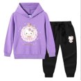 thumbnail image 3 of Hello Kitty-Sudadera con capucha para niña, pantalones deportivos, ropa de dos piezas para niño, conjunto de bebé de manga larga de algodón puro, moda bonita, 3 of 5