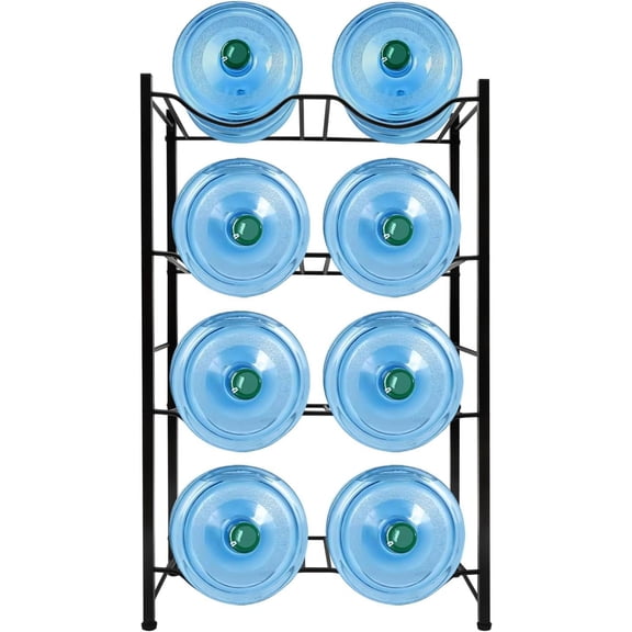 Miumaeov 5 Gallon Water Bottle Holder, 4 Tier Detachable Watercooler Jug Storage Rack for 8, Heavy Duty Water Dispenser Stand for Kitchen Living Room Office