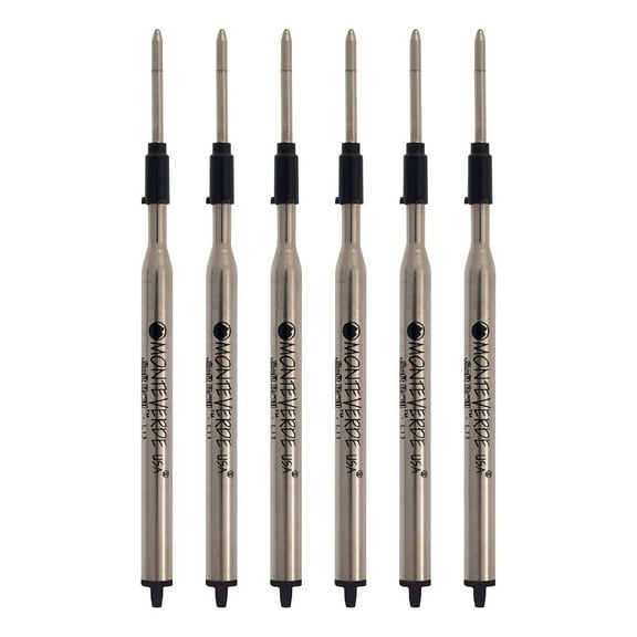 Monteverde Ballpoint Pen Refill Medium Point Black Ink 6 Pack (L133BK)
