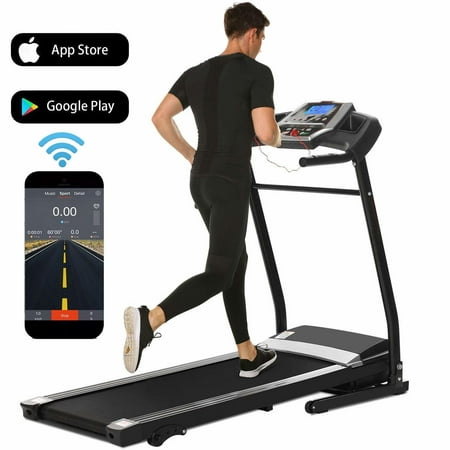 Folding Electric Treadmill Incline Motorized Power Fitness Running Machine Smartphone APP Control for Home Gym (Best Gym Timer App)