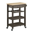 thumbnail image 3 of Ellaine 4 Tier Butcher Block Kitchen Cart with Drawer and Wine Rack, Wirebrush Dark Gray/Butcher Block, 3 of 11