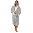 thumbnail image 5 of U2SKIIN Mens Robe with Hood,Full Length Plush Robe for Men Contrast Thick Fleece Bathrobe (Light Grey, XX-3X-Large), 5 of 7