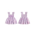 thumbnail image 2 of BemeyourBBs Baby Girl Easter Outfits He Is Risen Toddler Little Girl Gingham Plaid Dress Cross Bow Letter Flying Sleeve Smocked Layered Ruffle Dresses Cute Spring Summer Clothes, 2 of 9