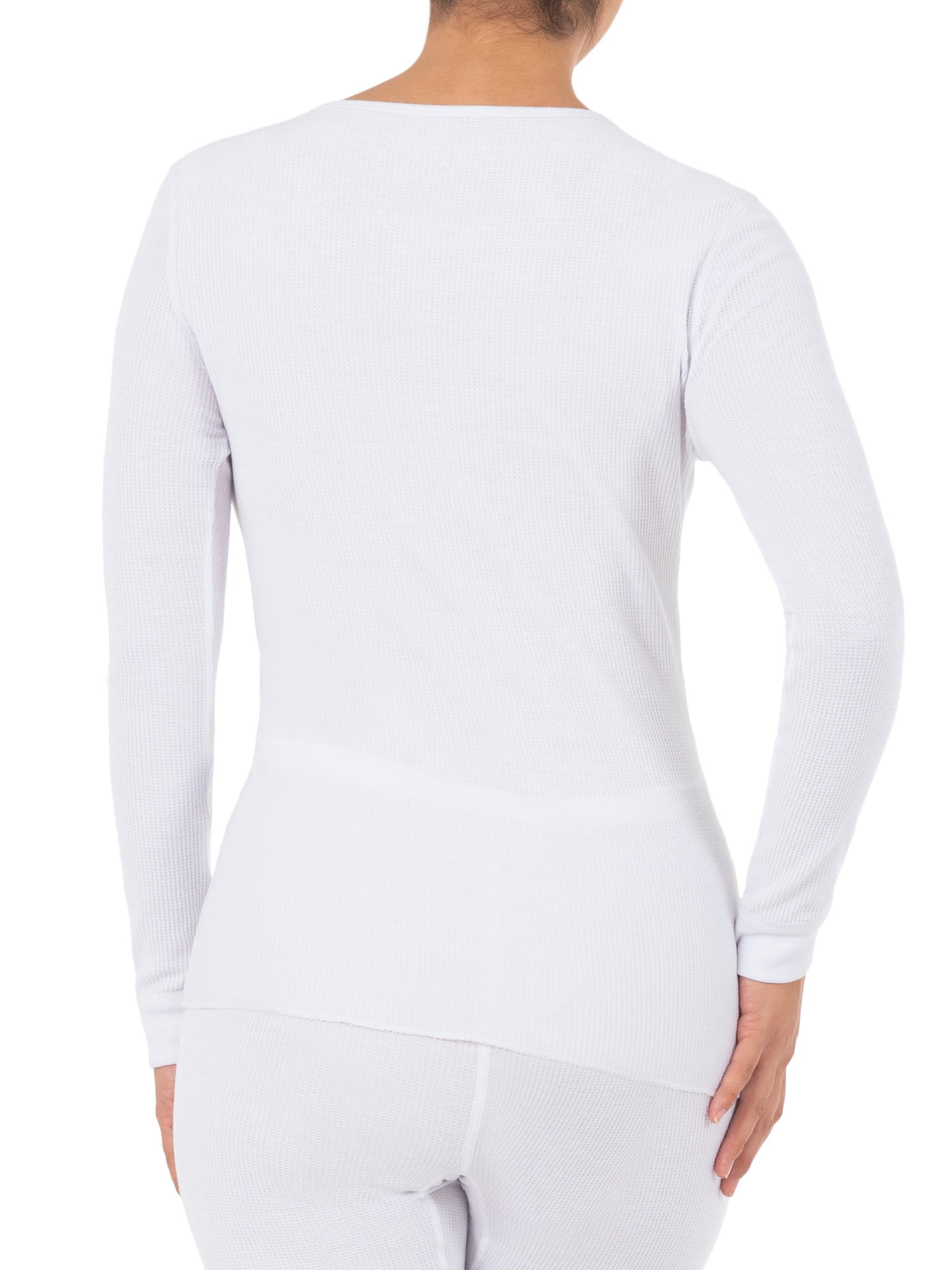 Fruit of the Loom Women's Long Underwear Waffle Crew and V-Neck Thermal Top, 2-Pack
