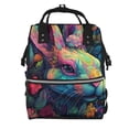 thumbnail image 1 of Disketp Colorful Patterned Rabbit Mochila de Pañales de Gran Capacidad con Múltiples Bolsillos, Mochila de Viaje Multifuncional para Bebé, Unisex, Moderna y Resistente, 1 of 6