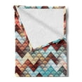 thumbnail image 2 of Chevron Soft Flannel Fleece Throw Blanket, Repetitive Ornate Chevron Patterns Filled with Baroque Floral Texture Motifs, Cozy Plush for Indoor and Outdoor Use, 60" x 80", Multicolor, by Ambesonne, 2 of 5
