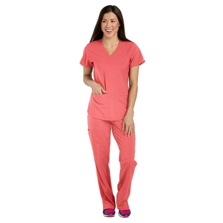

Med Couture ENERGY Women s Racerback Shirttail Serena Scrub Top & Yoga 2 Cargo Pocket Scrub Pant Set [XS - 5XL]
