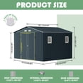 thumbnail image 2 of Outvue 10x10FT Outdoor Steel Storage Shed with Lockable Doors, Metal Patio Garden Tool Storage, 2 of 7