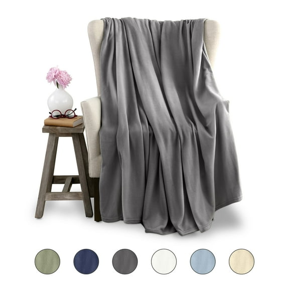 Soft All-Season Microfleece Bed Blanket – Lightweight Cozy Throw – Full/Queen Size – Grey