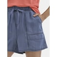 thumbnail image 4 of Time And Tru Women's Chambray Cargo Shorts, 3" Inseam, Sizes XS-XXXL, 4 of 5