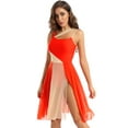 thumbnail image 3 of iEFiEL Womens Mesh Shoulder Straps Lyrical Modern Dance Dress Sleeveless Ballet Leotard Dresses Orange XL, 3 of 7