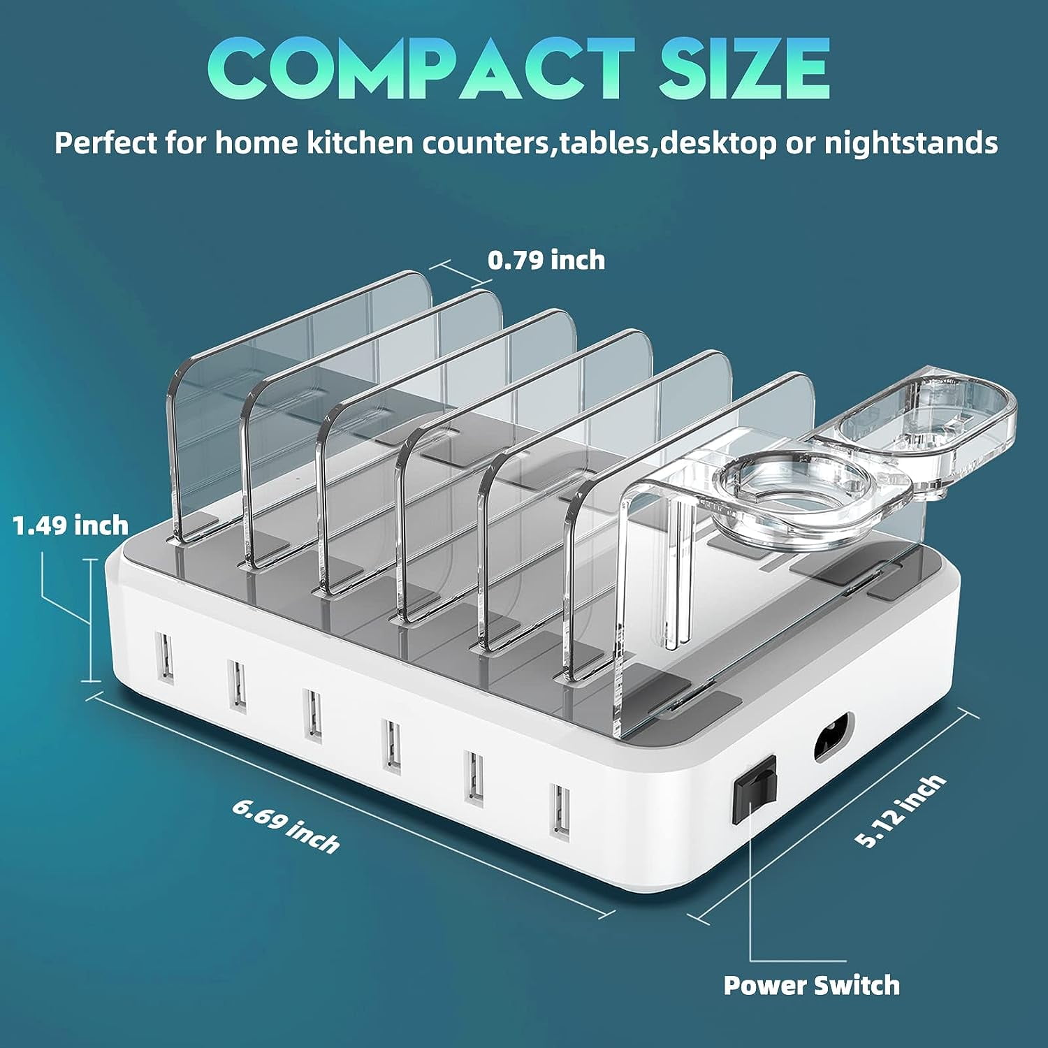 Tancola Charging 6-Ports Docking Station with 7 Mixed Cables Compatible for Iphone, IPad,Iwatch, Ipod, Cellphone & Tablet
