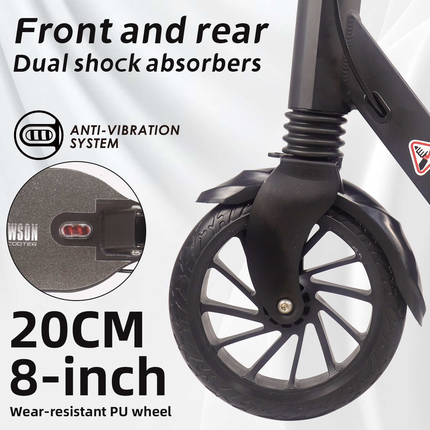 Kick Scooter for Ages 6+,Kid, Teens & Adults. Max Load 220 LBS. Foldable, Lightweight, 8Inch Big Wheels, 4 Adjustable Levels, Disc Brake