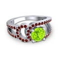 thumbnail image 3 of Diamond-Capitals 2.50 Carat Round Cut Peridot & Garnet Gemstone Elegant Wedding Ring for Women Solid 18K White Gold Size 10, 3 of 8