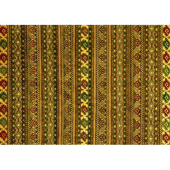 Ahgly Company Indoor Rectangle Oriental Yellow Modern Area Rugs, 6' x 9'