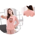 thumbnail image 3 of OUSITAID Pyjama à Imprimé de Dessins Animés pour Femmes et Dames, Mode Printemps et Automne, Pur Coton, Manches Longues, Col Rond, Chandail à Enfiler, Pantalon, Grande Taille, Ensemble de Service à Domicile, 3 of 4