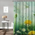 thumbnail image 2 of Pratyus Dragonfly Dandelions Daisies Shower Curtain 100% Polyester Washable Bathroom Decor with Hooks 69"x72, 2 of 7