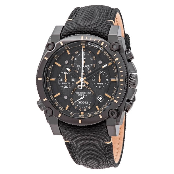 bulova men's black ip chronograph watch