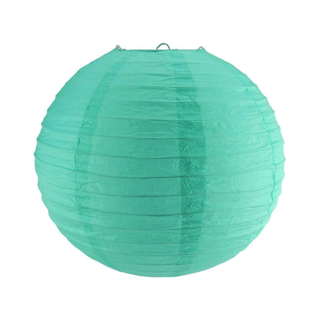Round Paper Lantern Hanging Decor, 12Inch, Aqua