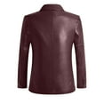 thumbnail image 3 of Olyvenn Stylish Men's Regular Fit Button Down Lined Business Lambskin Leather Jacket Blazer with Pockets Office Suit Coat Wine 8, 3 of 3