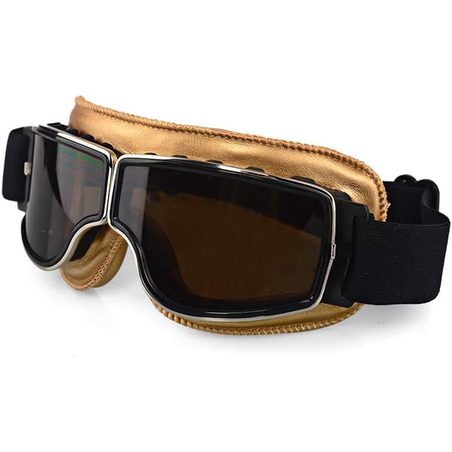 LILSIS Motorcycle Goggles Vintage Motorcycle Goggles Aviator Pilot Scooter Goggles