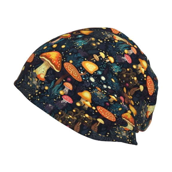 Xecao Colorful Plants Mushroom Print Knit Hat,Winter Beanie for Men Women, Beanie Soft Warm Ski Stocking Cuffed Cap
