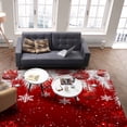 thumbnail image 2 of Christmas Ball Area Rug 5x7ft Snowflake Pine Tree Red Non-Slip Washable Square Rugs Soft Felt Indoor Floor Mat for Bedroom Kitchen Living Room Bathroom, 2 of 8