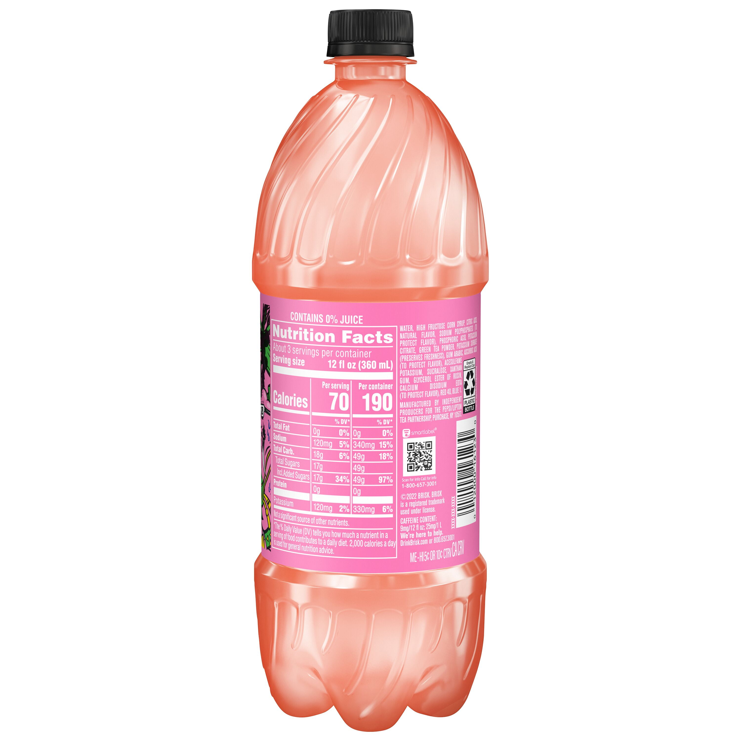Lipton Brisk Strawberry Melon Iced Tea, Bottled Tea Drink, 1 Liter, Bottle
