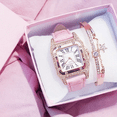 thumbnail image 2 of Reloj Cuadrado De Cuarzo Para Mujer Con Pulsera De Estrellas rosa, 2 of 5