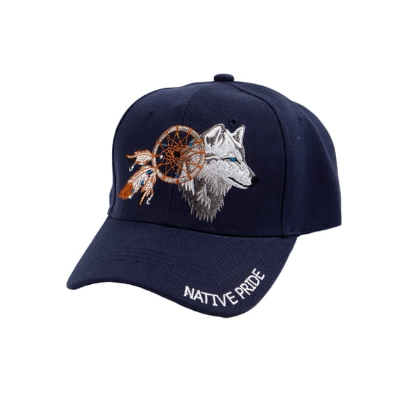 Gravity Threads Native Pride Adjustable Baseball Hat Dream Catcher Wolf, Navy