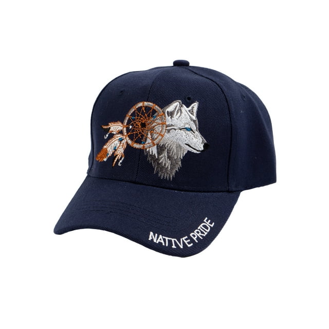 Gravity Threads Native Pride Adjustable Baseball Hat Dream Catcher Wolf, Navy