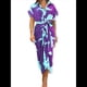thumbnail image 1 of Vestido Camisero Fruncido con Botones para Mujer, Corta, Solapa, Cuello en V, Elegante Vestido Maxi Floral de Fiesta con Cinturón Púrpura L, 1 of 4