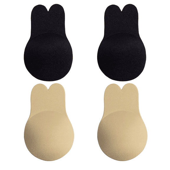 MLDRA 2 Pairs Sticky Bra Push up Backless Bra with Bunny Ears, Strapless Bra for Women Reusable Adhesive Lift Up