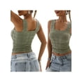 thumbnail image 2 of Michellecmm Women's Floral Jacquard Cami Tank Tops Wide Shouder Strap Sleeveless Lettuce Trim Square Neck Crop Vest, 2 of 9
