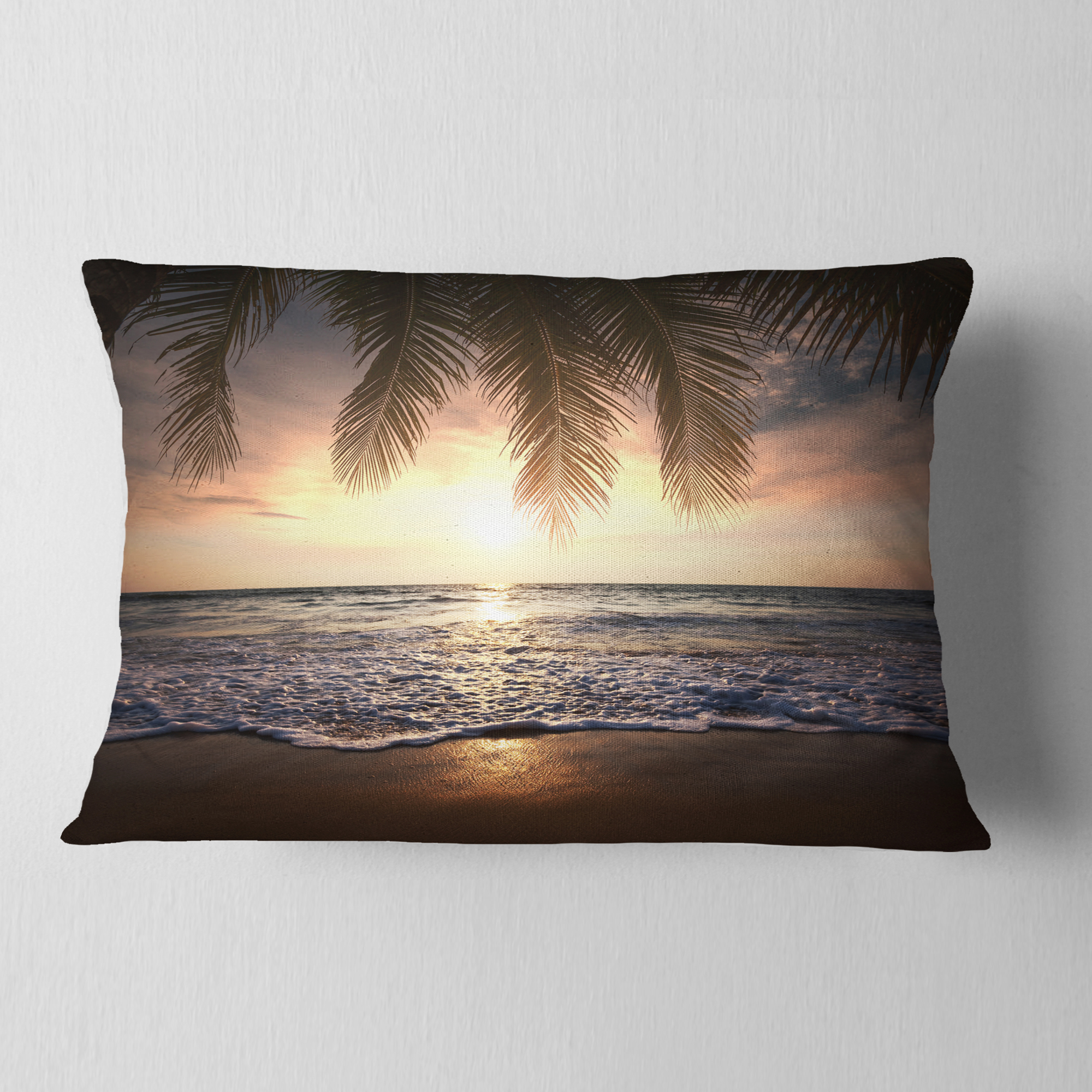 Designart 12" x 20" Brown Polyester Throw Pillow