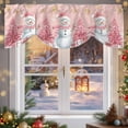 thumbnail image 6 of Christmas Snowman Tie Up Valances Curtain, Snowman Xmas Tree Snowflakes Winter Pink Adjustable Rod Pocket Short Window Treatment Tie Up Curtains Valances for Kitchen Living Room Bathroom 60x18 Inches, 6 of 9