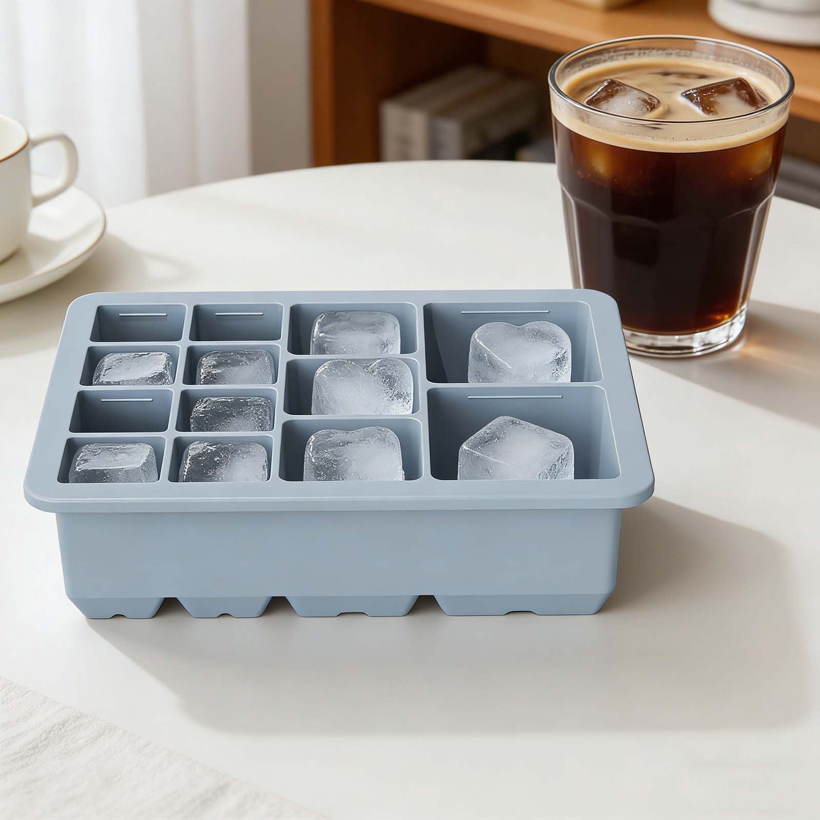 Fufafayo Ice Maker Trays Silicone Ice Block Molds for Refrigerator, 13 Square Ice Maker Maker, Easy Release Ice Maker Tray for Freezer, Household Ice Box for Kitchen Bar Party