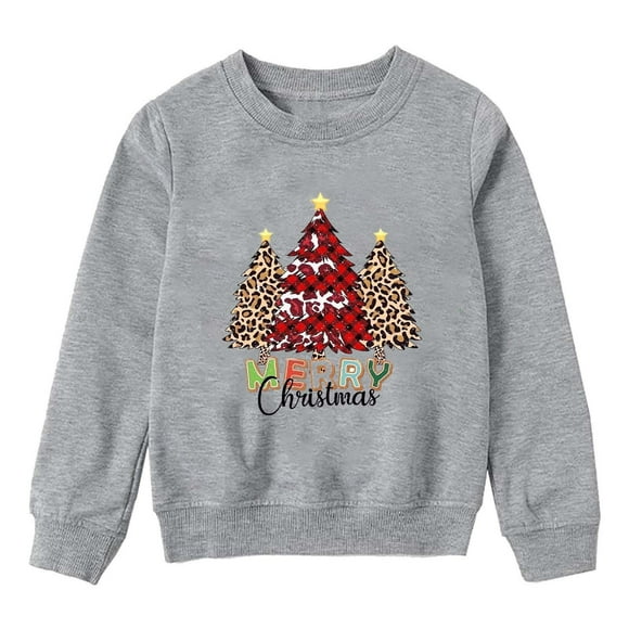 Lolmot Boys Girls Christmas Fashion Cute Print Tops Family Parent-child Wear Kid