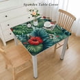 thumbnail image 2 of COMIO Outdoor Fitted Hibiscus Flowers Summer Colorful Hawaiian Tropical Plants Palm Leaf Square Tablecloth White, 2 of 7