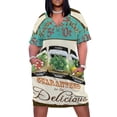 thumbnail image 2 of Vestido holgado con bolsillos y estampado de semillas de verduras vintage, vestido de verano para mujer 2025, 2 of 7