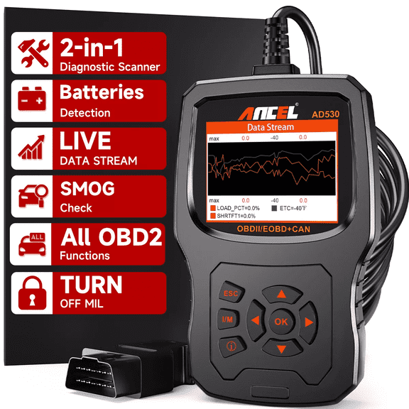 ANCEL AD530 Vehicle OBD2 Scanner Car Code Reader Battery Voltage Tester Test OBDII Automotive Diagnostic Scan Tool