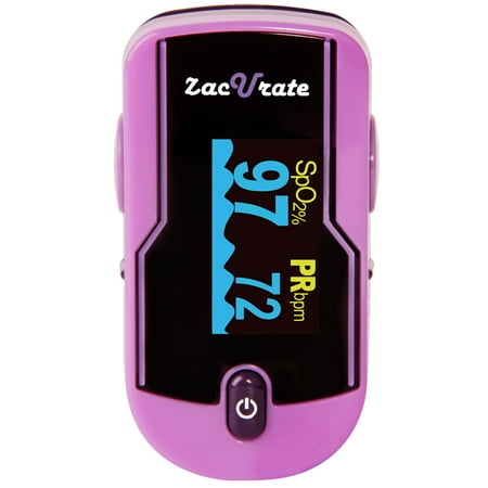 Zacurate Premium 500 Sporting/Aviation Fingertip Pulse Oximeter Blood Oxygen Saturation Monitor with silicon cover, batteries and lanyard (Royal Purple)