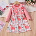 thumbnail image 2 of Popshion Toddler Girls Unicorn Bowknot Dress Colorblock Round Neck Casual Mid-length Fall Dress, 2 of 6