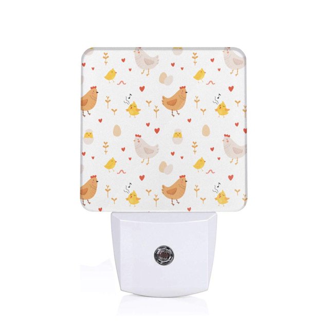 Balery Funny Chicken Luz Nocturna LED con Sensor Automático, Enchufe con Sensor Crepuscular, Luz Suave de 0.5W para Dormitorio, Pasillo, Baño-EU