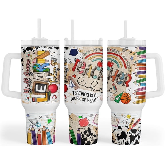 Fancyfams, Teacher Tumbler, 40oz Stainless Steel Mug, Teacher Gifts for Women - Teacher Appreciation Gifts - Gifts for Teachers on Birthday (Work of Art - 40oz)
