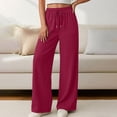 thumbnail image 4 of aohooy Women Linen Pants Beach Drawstring Elastic Waist Pants Loose Summer Casual Flowy Wide Leg Beach Trousers with Pockets 2026 Red,XXL, 4 of 8
