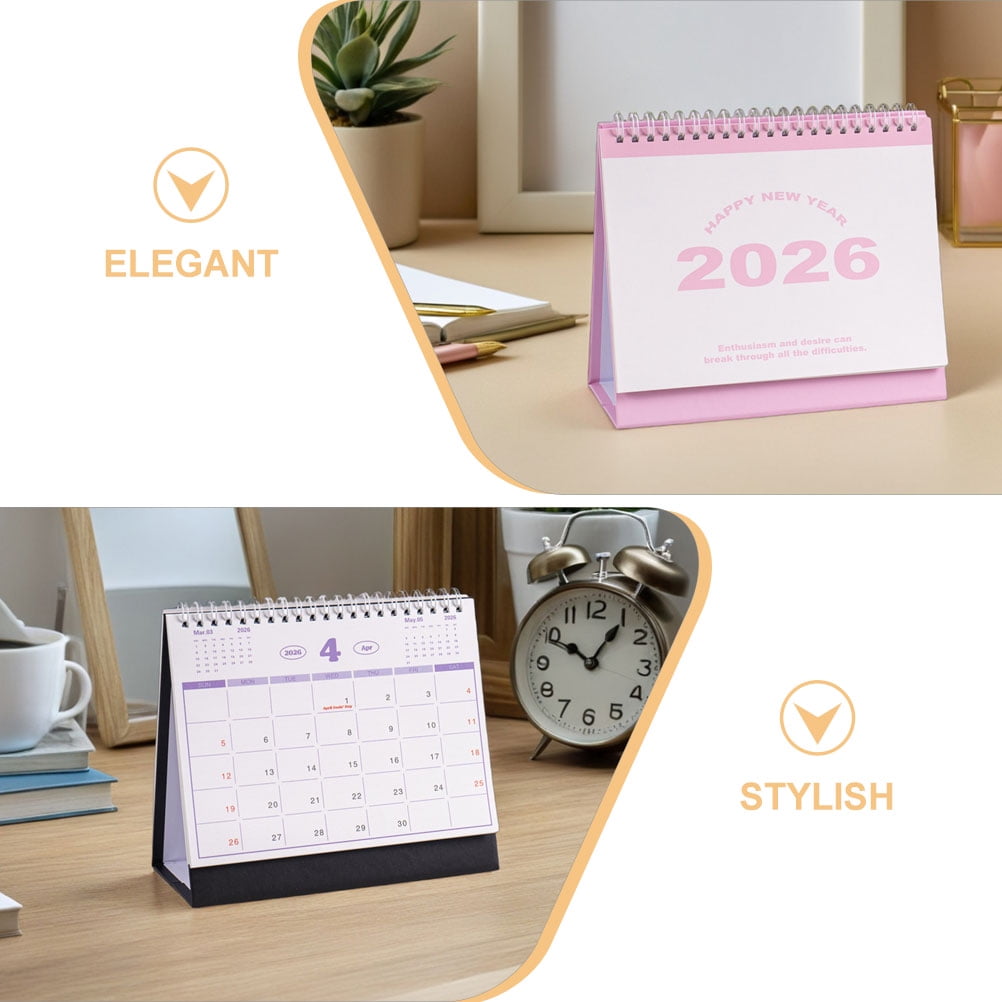 ELAYARD 4-Piece 2026 English Desk Calendar Set with Standing Design and Monthly Habit Tracker for Home & Office Use